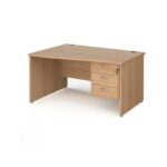 DAMS Maestro 25 left hand wave desk with 3 drawer pedestal-0