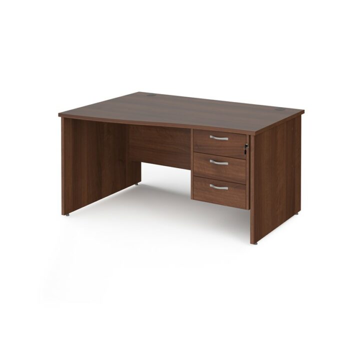 DAMS Maestro 25 left hand wave desk with 3 drawer pedestal-26560