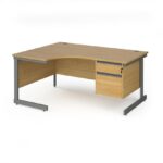 DAMS Contract 25 left hand ergonomic desk with 2 drawer pedestal-26836