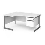 DAMS Contract 25 left hand ergonomic desk with 2 drawer pedestal-26837