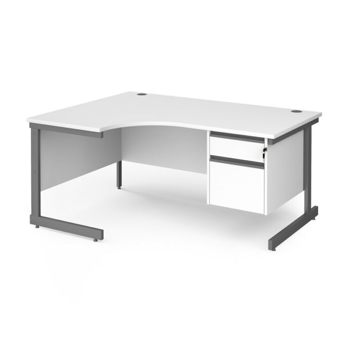 DAMS Contract 25 left hand ergonomic desk with 2 drawer pedestal-26837