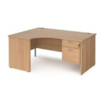 DAMS Maestro 25 left hand ergonomic desk with 2 drawer pedestal-0