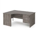 DAMS Maestro 25 left hand ergonomic desk with 3 drawer pedestal-26613