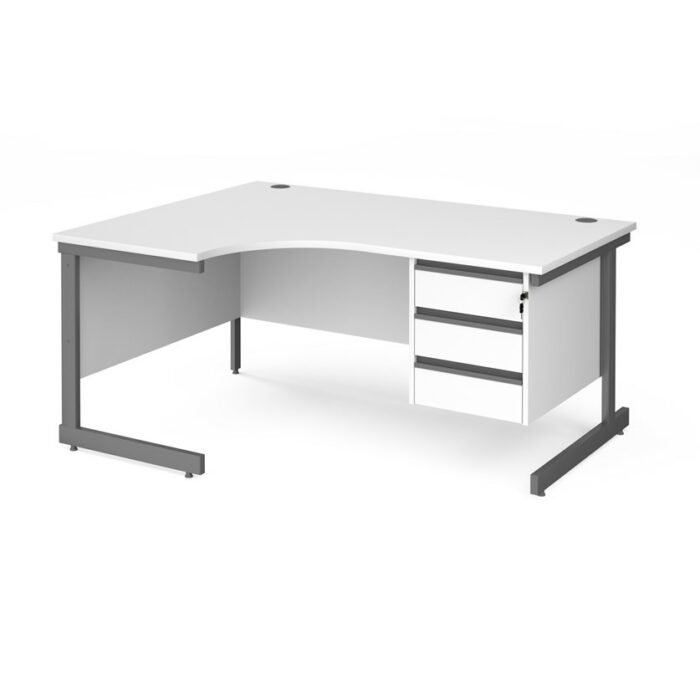 DAMS Contract 25 left hand ergonomic desk with 3 drawer pedestal-26842