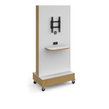 DAMS Moby mobile media unit with shelf, power module and tv bracket - white with oak trim-0