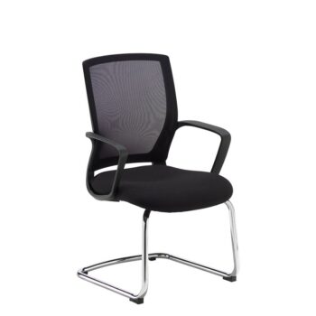 DAMS Jonas black mesh back visitors chair with black fabric seat and chrome cantilever frame-0