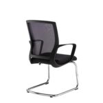 DAMS Jonas black mesh back visitors chair with black fabric seat and chrome cantilever frame-27748