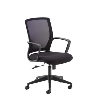 Dams Jonas black mesh back operator chair with black fabric seat and black base-0