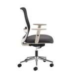 Dams Arcade black mesh back operator chair with grey fabric seat, light grey frame and chrome base-26714