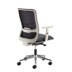 Dams Arcade black mesh back operator chair with grey fabric seat, light grey frame and chrome base-26712