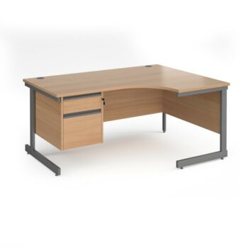 DAMS Contract 25 right hand ergonomic desk with 2 drawer pedestal-0