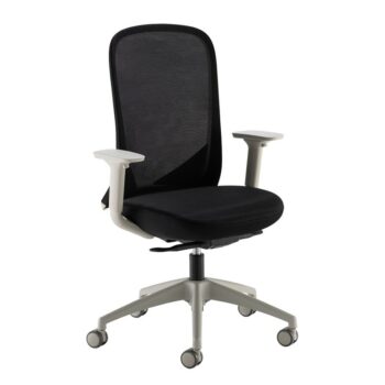 DAMS Sway black mesh back adjustable operator chair with black fabric seat, grey frame and base-0