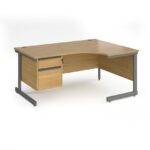 DAMS Contract 25 right hand ergonomic desk with 2 drawer pedestal-26839