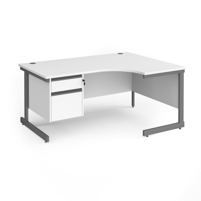 DAMS Contract 25 right hand ergonomic desk with 2 drawer pedestal-26841