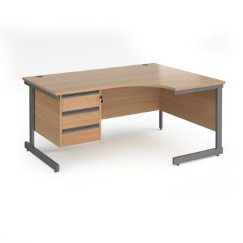 DAMS Contract 25 right hand ergonomic desk with 3 drawer pedestal-0
