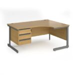 DAMS Contract 25 right hand ergonomic desk with 3 drawer pedestal-26845