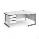 DAMS Contract 25 right hand ergonomic desk with 3 drawer pedestal-26846