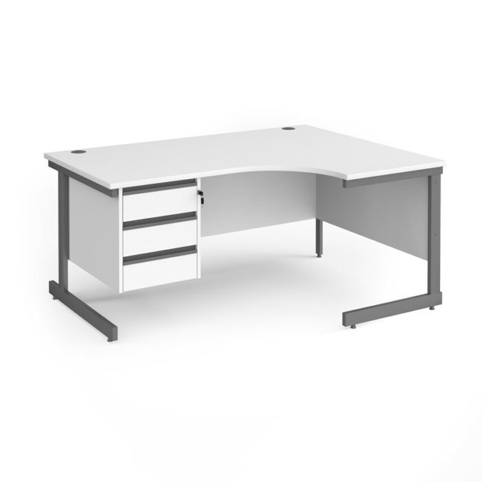 DAMS Contract 25 right hand ergonomic desk with 3 drawer pedestal-26846