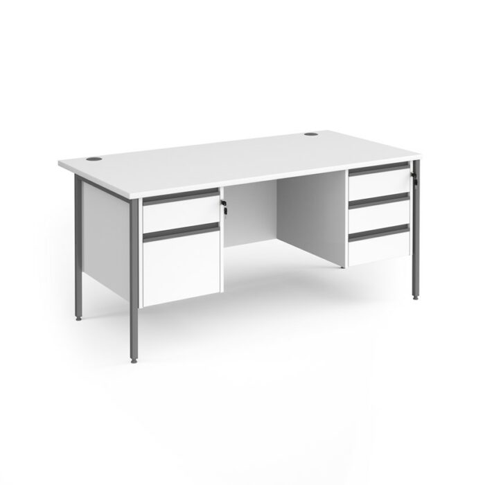 DAMS Contract 25 straight desk with 2 and 3 drawer pedestals and graphite H-Frame leg-26887