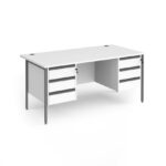 DAMS Contract 25 straight desk with 3 and 3 drawer pedestals and graphite H-Frame leg-26890
