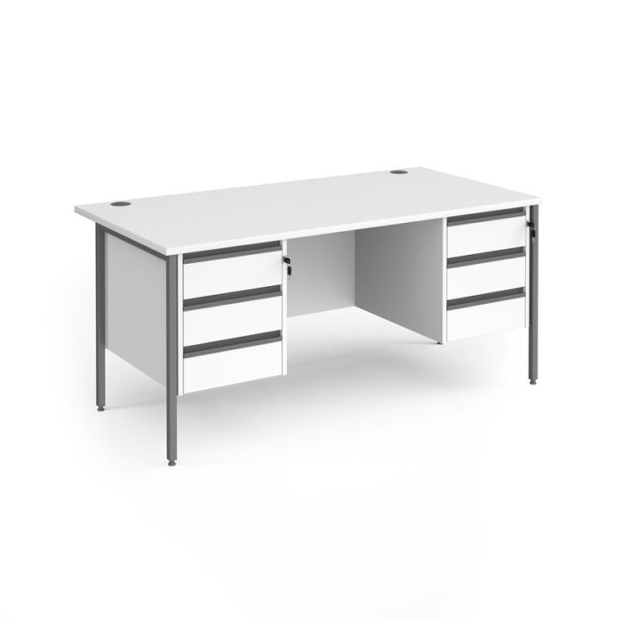 DAMS Contract 25 straight desk with 3 and 3 drawer pedestals and graphite H-Frame leg-26890