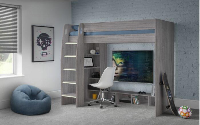 Julian Bowen Nebula Gaming Bed with Desk - Grey-0