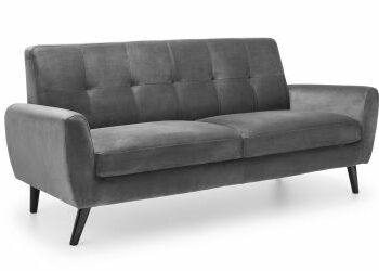 julian bowen Monza Retro 3 Seat Sofa Mid Grey Velvet-0