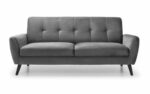 julian bowen Monza Retro 3 Seat Sofa Mid Grey Velvet-25761