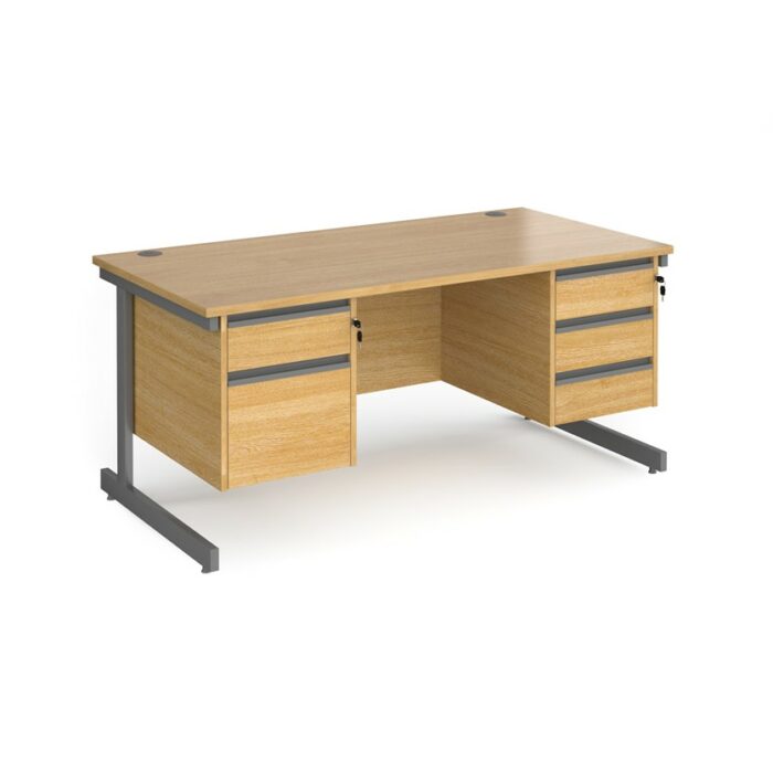 DAMS Contract 25 straight desk with 2 and 3 drawer pedestals-26825