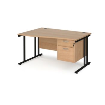 DAMS Maestro 25 left hand wave desk with 2 drawer pedestal-0