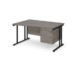 DAMS Maestro 25 left hand wave desk with 2 drawer pedestal-26304