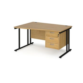 DAMS Maestro 25 left hand wave desk with 3 drawer pedestal-0