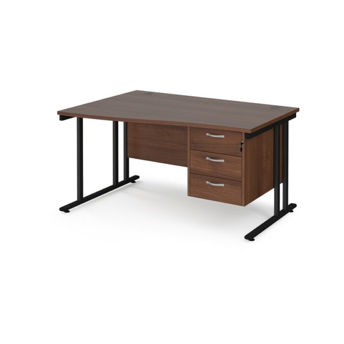 DAMS Maestro 25 left hand wave desk with 3 drawer pedestal-26319