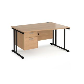DAMS Maestro 25 right hand wave desk with 2 drawer pedestal-0