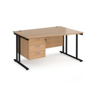DAMS Maestro 25 right hand wave desk with 3 drawer pedestal-0
