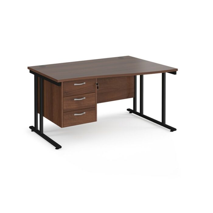 DAMS Maestro 25 right hand wave desk with 3 drawer pedestal-26328