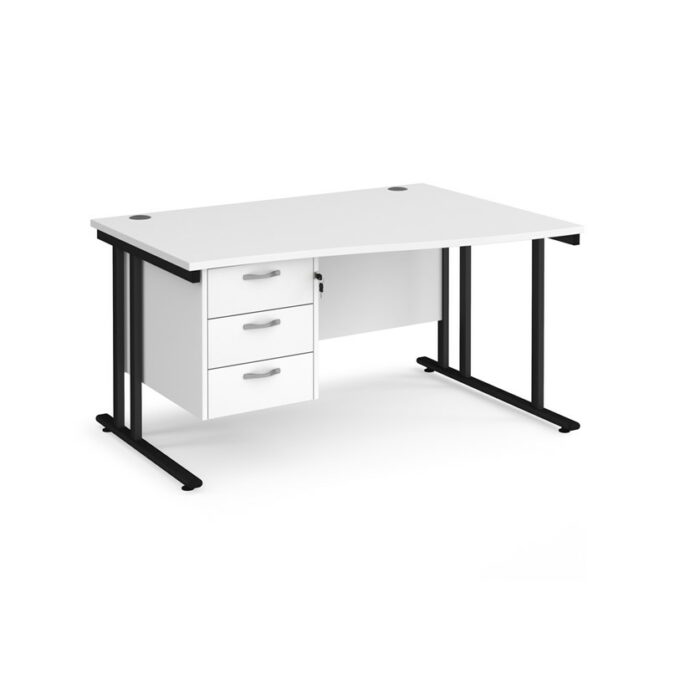 DAMS Maestro 25 right hand wave desk with 3 drawer pedestal-26326