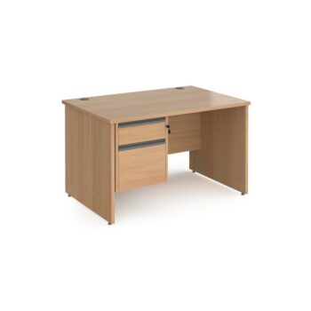 DAMS Contract 25 straight desk with 2 drawer graphite pedestal and panel leg-0