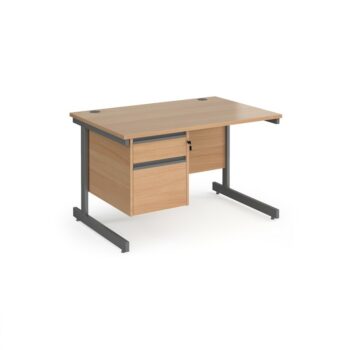 DAMS Contract 25 straight desk with 2 drawer pedestal-0