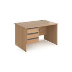 DAMS Contract 25 straight desk with 3 drawer graphite pedestal and panel leg-0