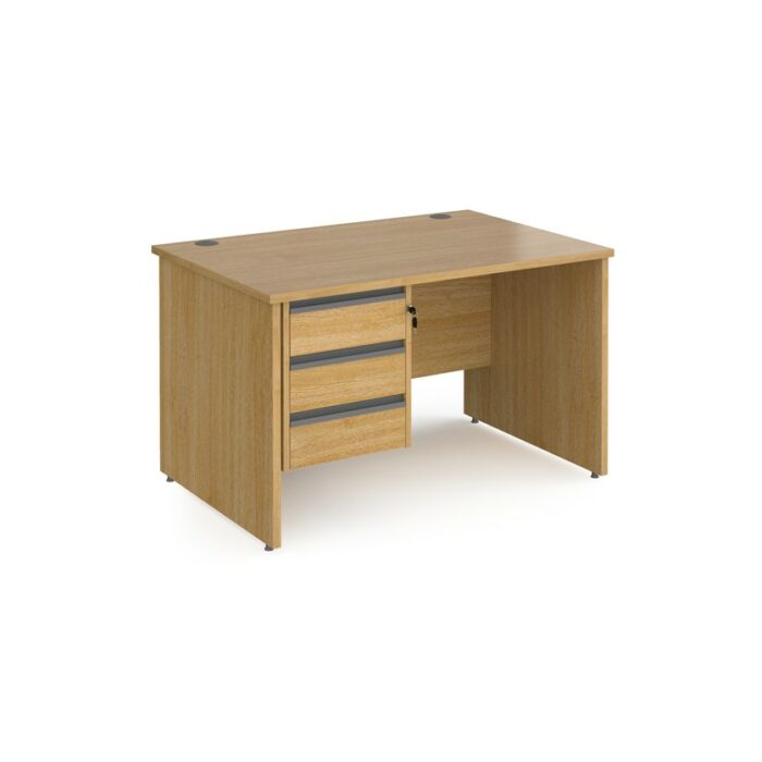 DAMS Contract 25 straight desk with 3 drawer graphite pedestal and panel leg-26855