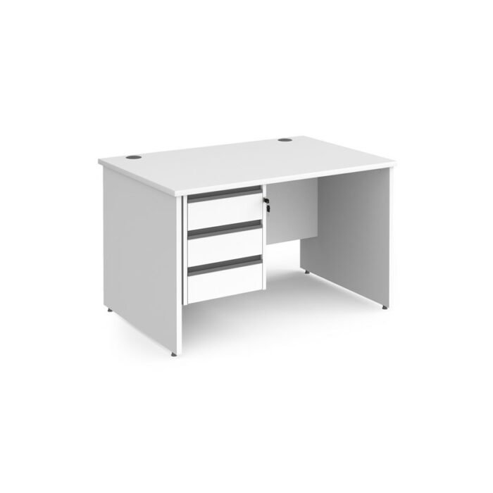 DAMS Contract 25 straight desk with 3 drawer graphite pedestal and panel leg-26854