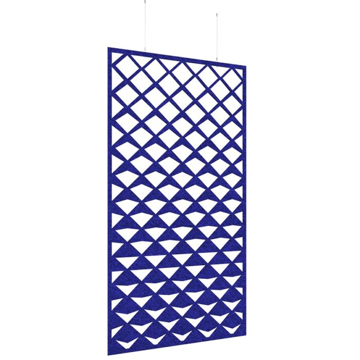 DAMS Piano Chords acoustic patterned hanging screens in dark blue 2400 x 1200mm with hanging wires and hooks - Reflection-0