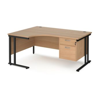 DAMS Maestro 25 left hand ergonomic desk with 2 drawer pedestal-0