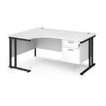 DAMS Maestro 25 left hand ergonomic desk with 2 drawer pedestal-26356