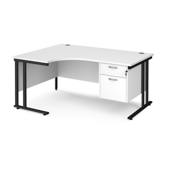 DAMS Maestro 25 left hand ergonomic desk with 2 drawer pedestal-26356