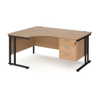 DAMS Maestro 25 left hand ergonomic desk with 3 drawer pedestal-0