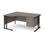 DAMS Maestro 25 left hand ergonomic desk with 3 drawer pedestal-26377