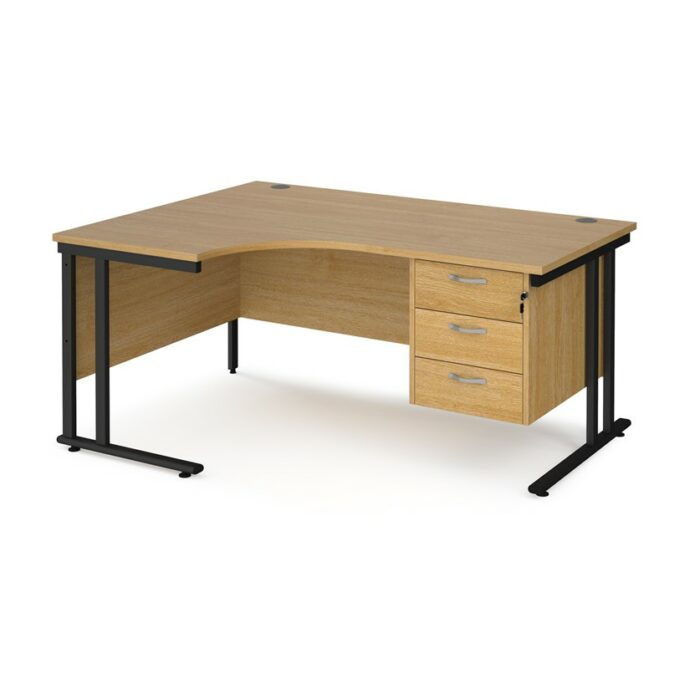 DAMS Maestro 25 left hand ergonomic desk with 3 drawer pedestal-26379