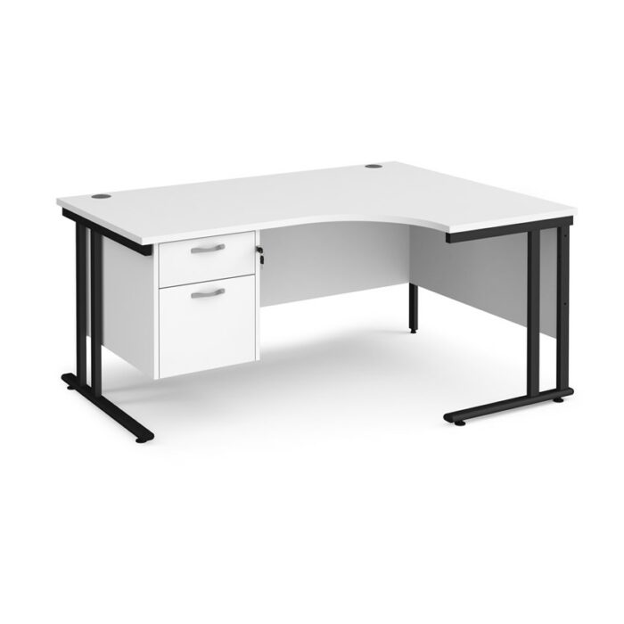 DAMS Maestro 25 right hand ergonomic desk with 2 drawer pedestal-26366